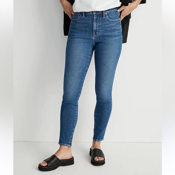 Madewell Curvy High Rise Blue Skinny Jeans with Stretch Denim Size 33 Short - Picture 1 of 10